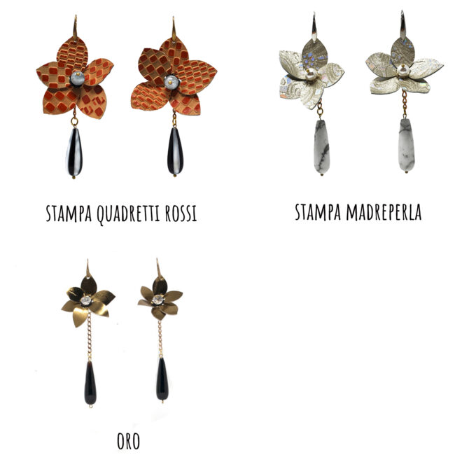 Orecchini di pelle con pietra